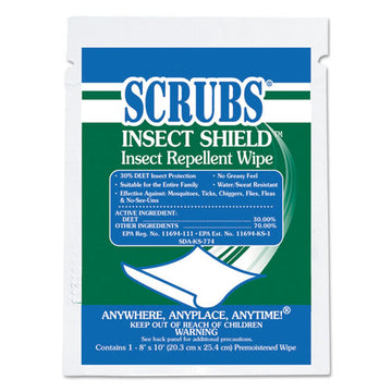 SCRUBS® Insect Shield Insect Repellent Wipes, 8 X 10, White, 100-carton freeshipping - TVN Wholesale